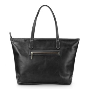 Savannah Zippered Tote - Black Florentine Leather