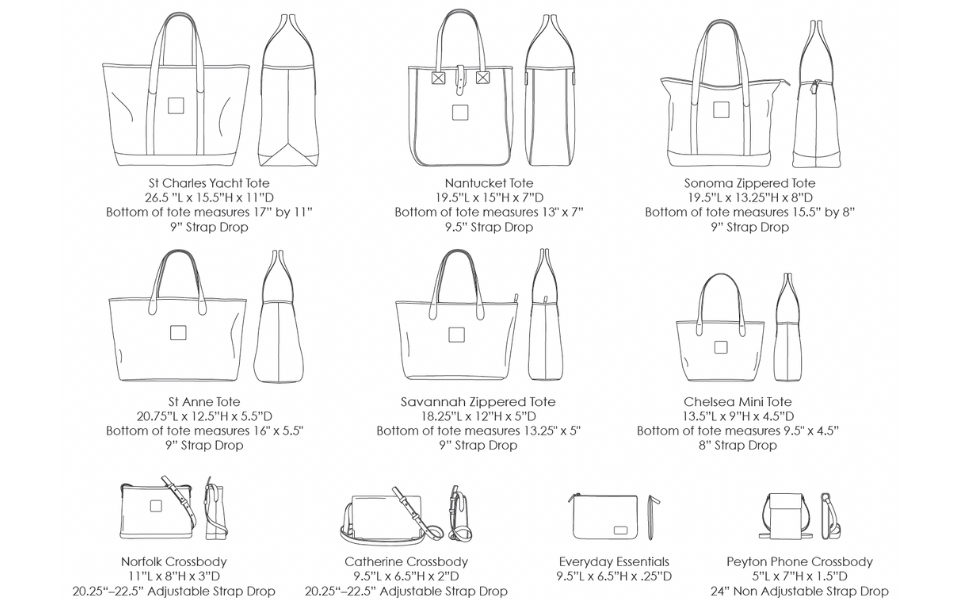 Size Comparison of this monogrammed tote bag compared to the others