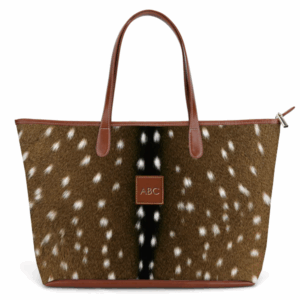 St. Anne Zippered Tote Axis Print - Leather Patch